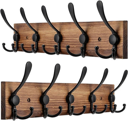 2pcs Coat Rack Wall Mount Wooden Hat Rack by Kuhome