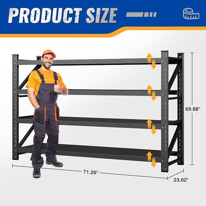 71" W Storage Shelves 5000lbs Garage Metal Shelving Heavy Duty Garage Shelves - Image 2