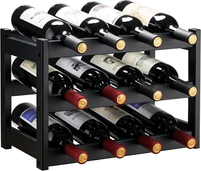 VASMIA Bamboo Wine Rack, Sturdy and Durable Wine Storage Cabinet Shelf by VASMIA