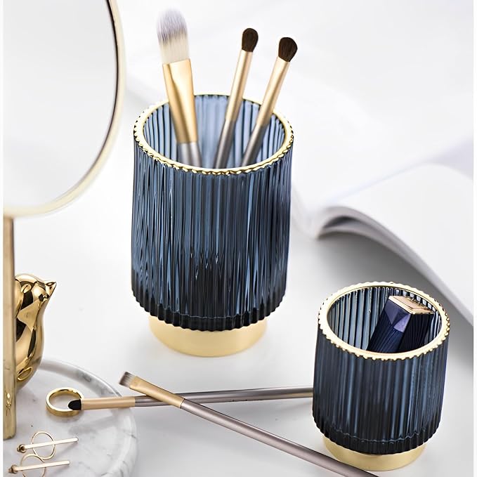 Makeup Brush Holder Organizer, Heavy Crystal Glass Brush Storage Holder - Image 8