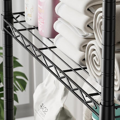 SINGAYE 5 Shelves Storage Shelf Wire Closet Bathroom Organizers Metal Pantry - Image 6