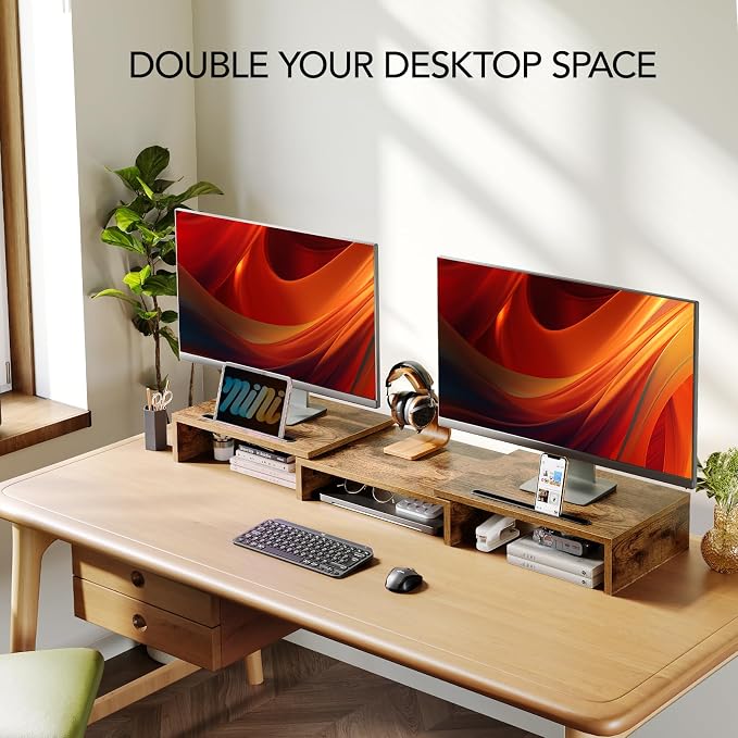 AMERIERGO Dual Monitor Stand Riser- 3 Shelf Screen Stand - Image 2