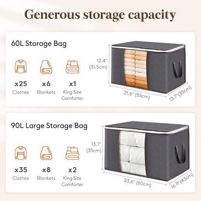 Lifewit 90L Large Storage Bags, 10 Pack Closet Organizers and Storage, Clothes - Image 2