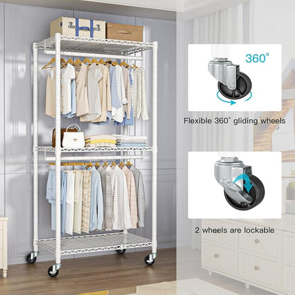 FUTASSI P1 Medium Heavy-Duty Portable Closet, Metal Rolling Clothing Rack - Image 4