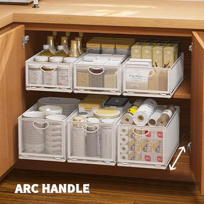 Sliding Cabinet Basket Organizer Drawer Self Adhesive Slide out Pantry Shelves - Image 9
