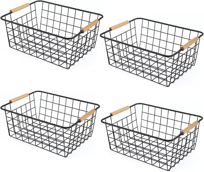 Wire Basket 4 Pcs Wire Storage Baskets Wire Baskets Organizing by ELEATTRUN