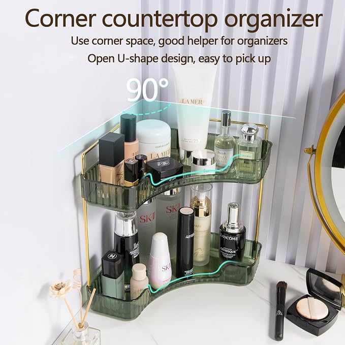 2-Tier Corner Bathroom Counter Organizer – Storage Shelf - Image 4