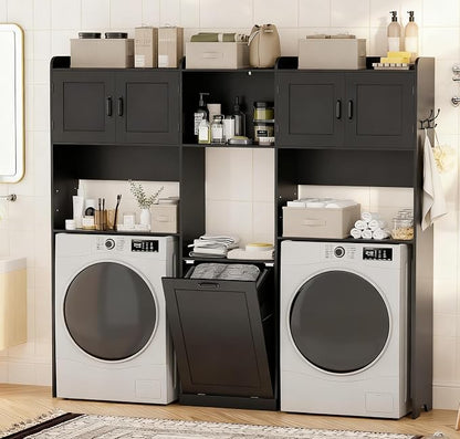 Over The Washer and Dryer Storage Cabinet, Laundry Room Organizer Standing Shelf by GatherHome