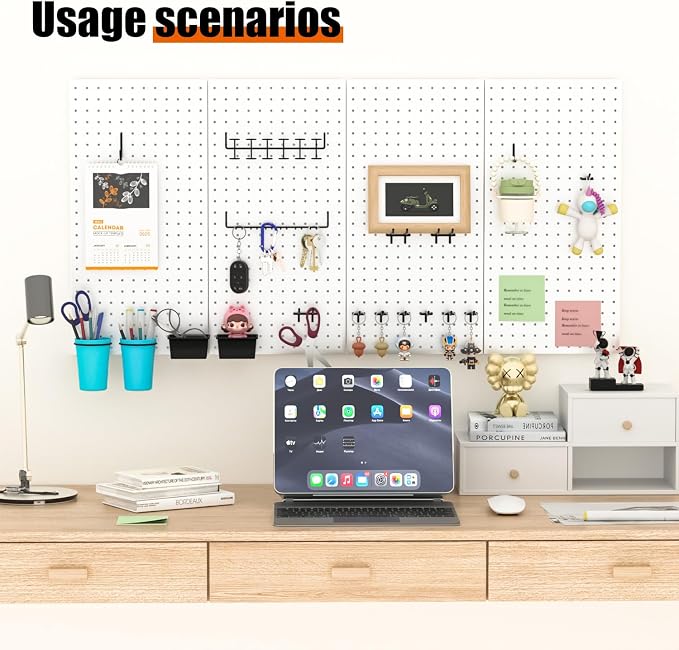 4 PCS - 12" W x 24" H x 0.78" D Metal Pegboard Wall Organizer, Compatible - Image 6
