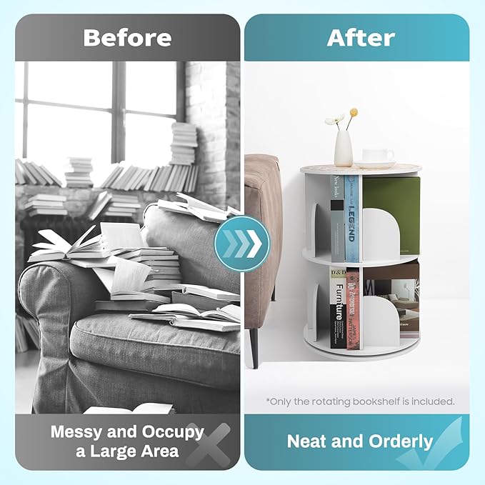 Rotating Bookshelf, 360° Spinning Bookcase - Image 8