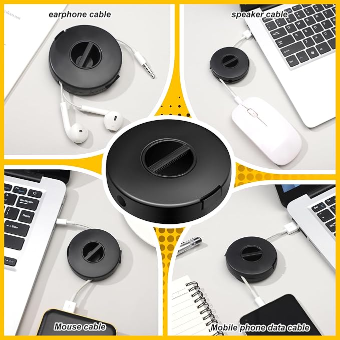 9 Pcs Charging Cord Organizer Black Portable Charger Cord Holder Round Storage - Image 6