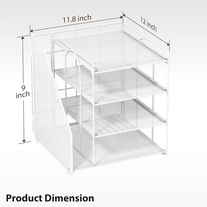 White Desk Organizer and Accessories, 4-Tier Paper Organizer - Image 6