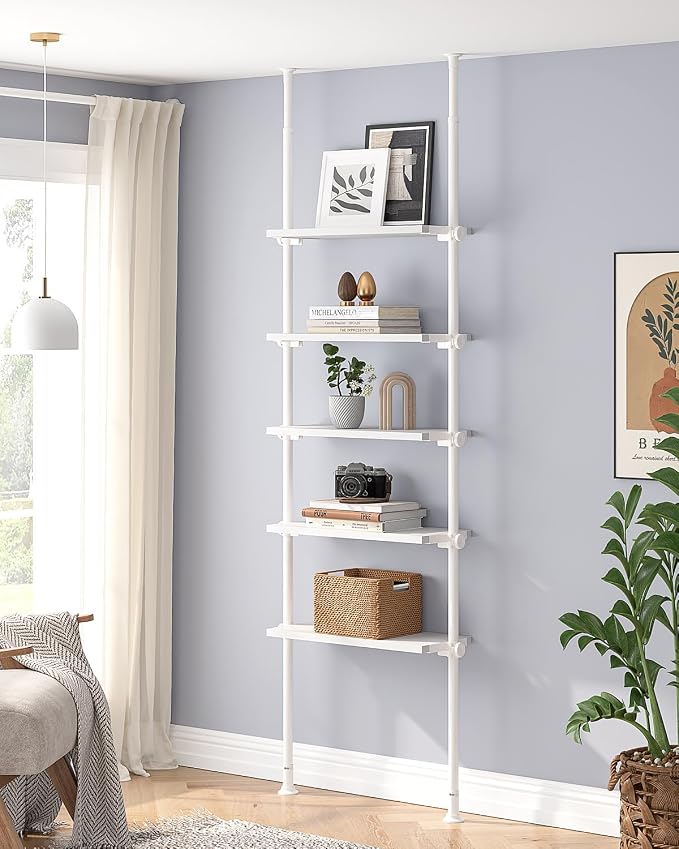 ALLZONE 5 Tiers Narrow Bookshelf, Tall Adjustable Ladder Book Shelf by ALLZONE