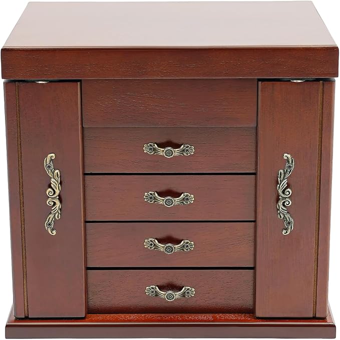 4-Drawer Wooden Jewelry Box, Wood Jewelry Organizer by Unknown