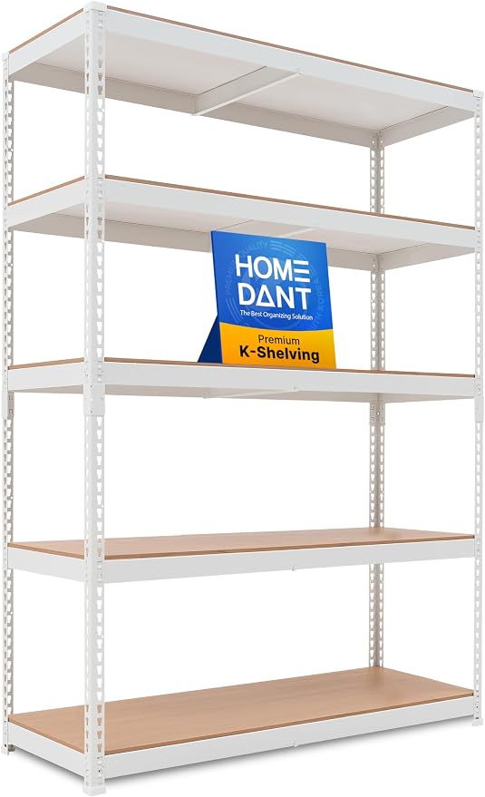HOMEDANT 5 Tier Storage Shelves Adjustable Laminated Boltless Garage Metal by TheBestOrganizingSolution