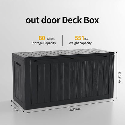 80 Gallon Resin Deck Box, Waterproof Outdoor Storage Box - Image 3