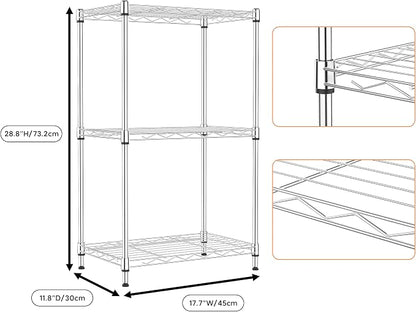 3 Tiers Shelf Metal Storage Shelves Wire Rack Closet Organizers - Image 8
