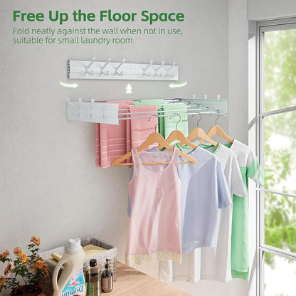 BAKON Clothes Drying Rack Wall Mounted 40", Laundry Clothes Drying Rack - Image 3