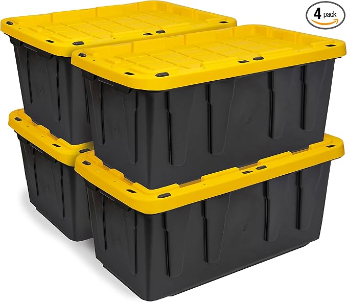 BLACK & YELLOW, 17-Gallon Heavy Duty Tough Storage Container & Snap-Tight Lid by BLACKYELLOW