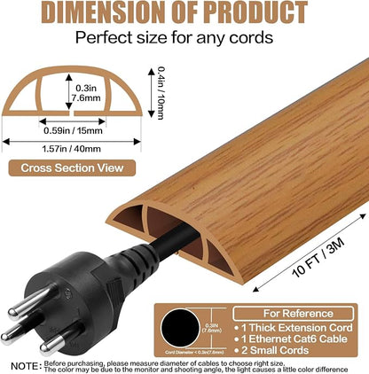 Floor Cord Cover Self Adhesive Cord Hider, 10FT Cable Management, Extension - Image 2