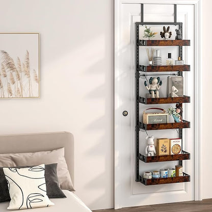 bukfen Over the Door Pantry Organizer, 6-Tier Adjustable Wooden Basket Kitchen - Image 7