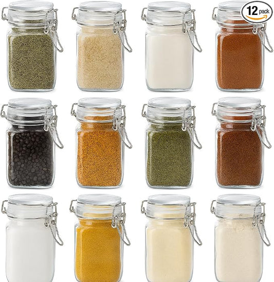 12 Pack Spice Jars, 8 oz Glass Containers by Snaiio