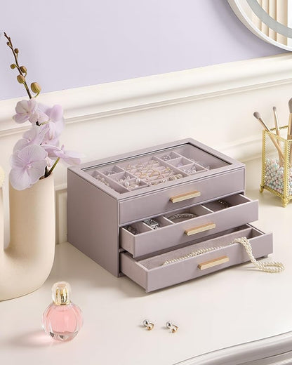 Lolalet Jewelry Box Organizer, 3-Layer Jewelry Organizers and Storage Case - Image 2