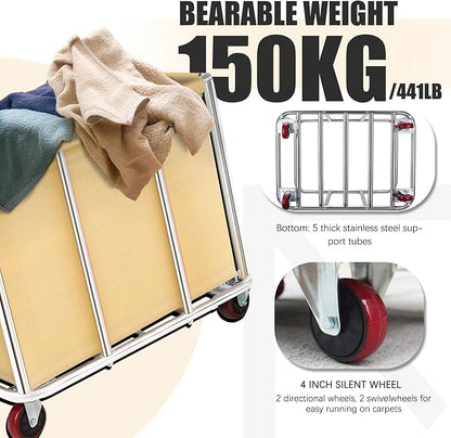 Commercial Laundry Cart with Wheels, 11.35 Bushel Large Laundry Tumbler with - Image 3