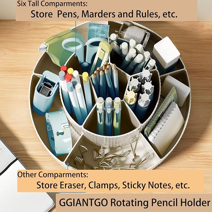 Rotating Desk Organizer, 360° Rotating Pencil Pen Holder - Image 4