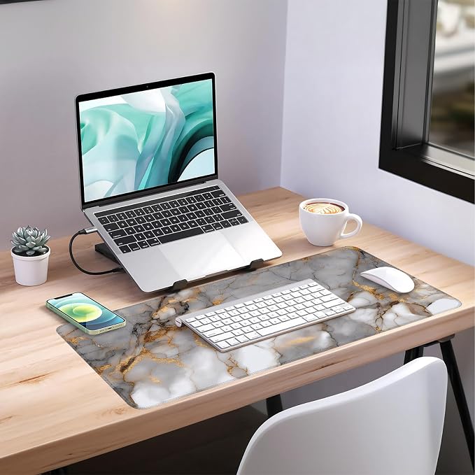 Marble Stripes Gaming Mouse Pad 35.4"x15.7"Desk Mat Anti-Slip Rubber Base & - Image 7