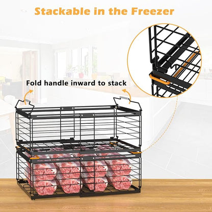 NADAMOO Freezer Organizer Bins, 2 Packs Large Expandable Stackable Chest - Image 5