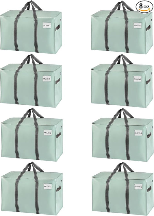 VENO 8 Pack Moving Bags and Large Christmas Storage Bins by Veno