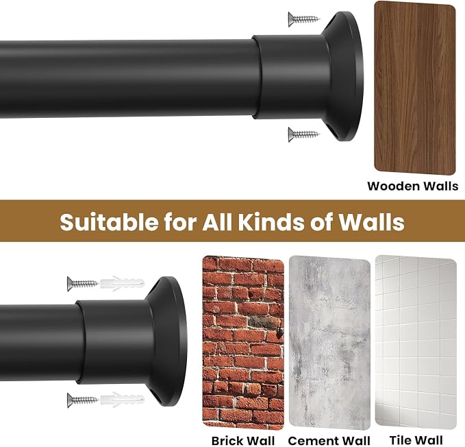 Closet Rod, 18 to 80 Inches Matte Black Closet Rods - Image 5