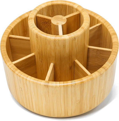 VaeFae Bamboo Pen Holder Organizer, 360° Rotating Art Supply Organizer - Image 5