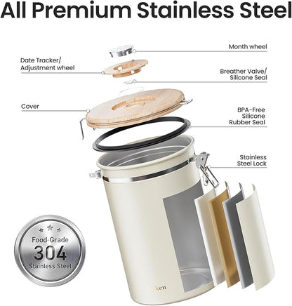 Veken Coffee Canister, 39OZ Large, Airtight Stainless Steel Food Storage - Image 5