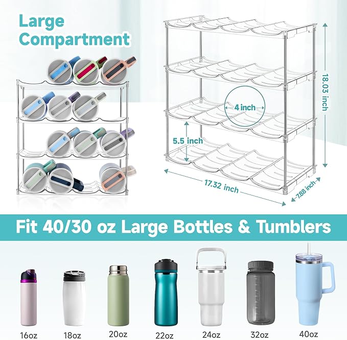 Stackable Water Bottle Organizer, Large Compartment Water Bottle Holder - Image 2