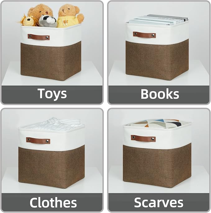 HNZIGE Fabric Storage Baskets 4 Pack, Storage Cube Baskets 11x11, Foldable Cube - Image 3