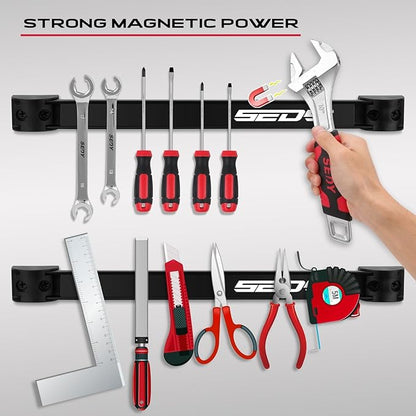 SEDY 7-Piece 12" Magnetic Tool Holder Storage Organizer, Garage Wall Mount Rack - Image 3
