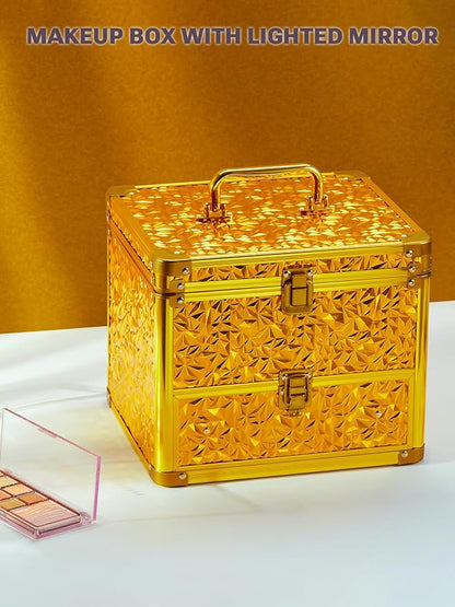 Qislee Makeup Box with Drawer and A Detachable Lighted Mirror, Waterproof - Image 7