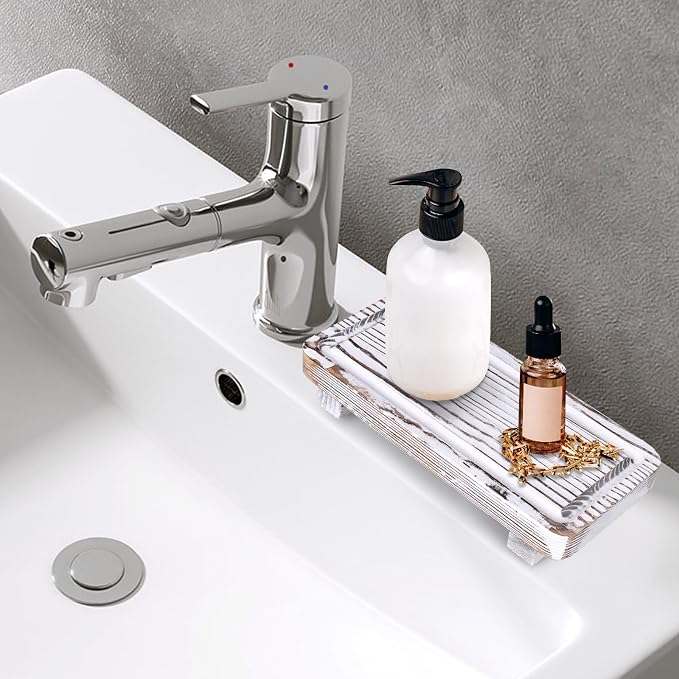 Small White Bathroom Decor Tray - Image 2