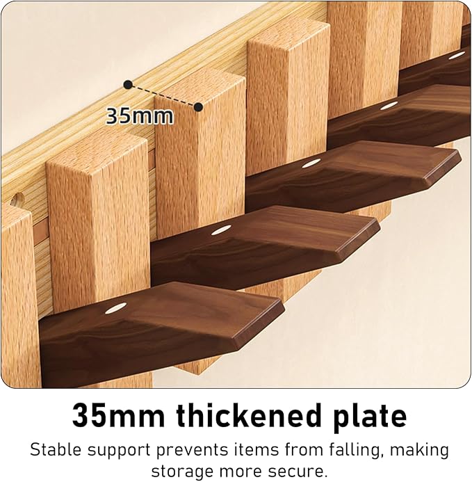 Wooden Wall Hooks, Beech Wood Coat Rack - Image 4