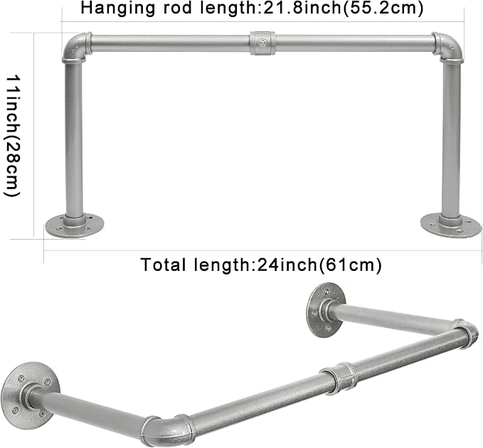 WEBI Industrial Pipe Clothing Rack, Heavy Duty Metal Garment Rack Bar Wall - Image 4