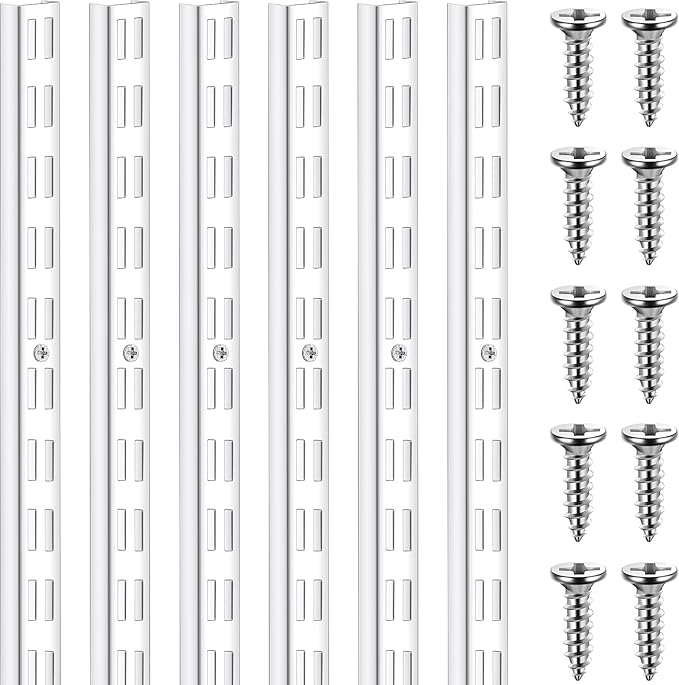 6 Pcs Dual Track Upright Wall Shelving System Heavy Duty Support System Twin by Unknown