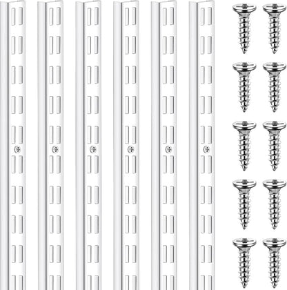 6 Pcs Dual Track Upright Wall Shelving System Heavy Duty Support System Twin by Unknown