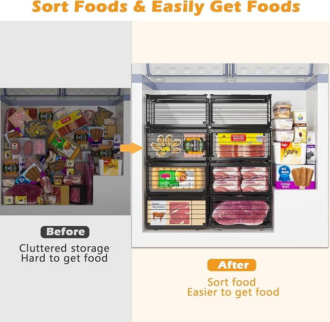 NADAMOO Freezer Organizer Bins, 4 Packs Large Expandable Stackable Chest - Image 3