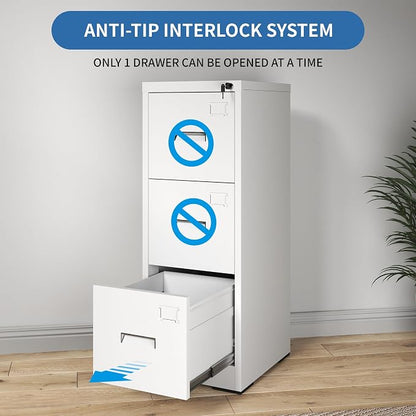 3 Drawer File Cabinets with Lock, Heavy Duty Metal Storage Cabinets Office - Image 5