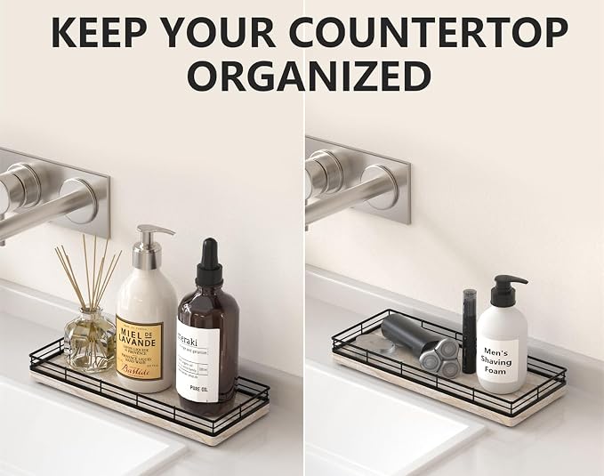 Bathroom Tray for Counter Top Organizer – Ash Wood Vanity Tray - Image 2