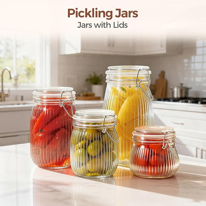 ComSaf Airtight Glass jar with lid 51oz Set of 3, Glass Storage Containers with - Image 7
