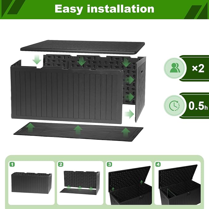 230 Gallon Outdoor Storage Box Waterproof, Extra Large Plastic Outside Deck Box - Image 3