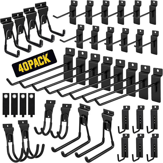 40 Pcs Slatwall Hooks & Hangers – Heavy-Duty Metal Slatwall Accessories Kit by Unknown